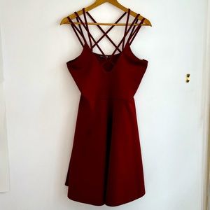 Rich Red Cocktail Strapped Dress